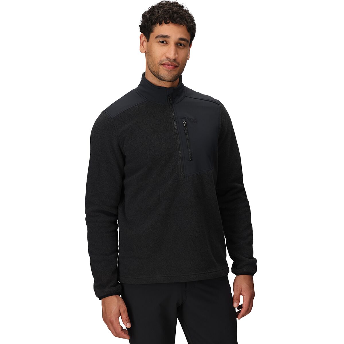 Мужской свитер Outdoor Research Polartec 200 1/2-Zip Pullover, цвет: Чёрный