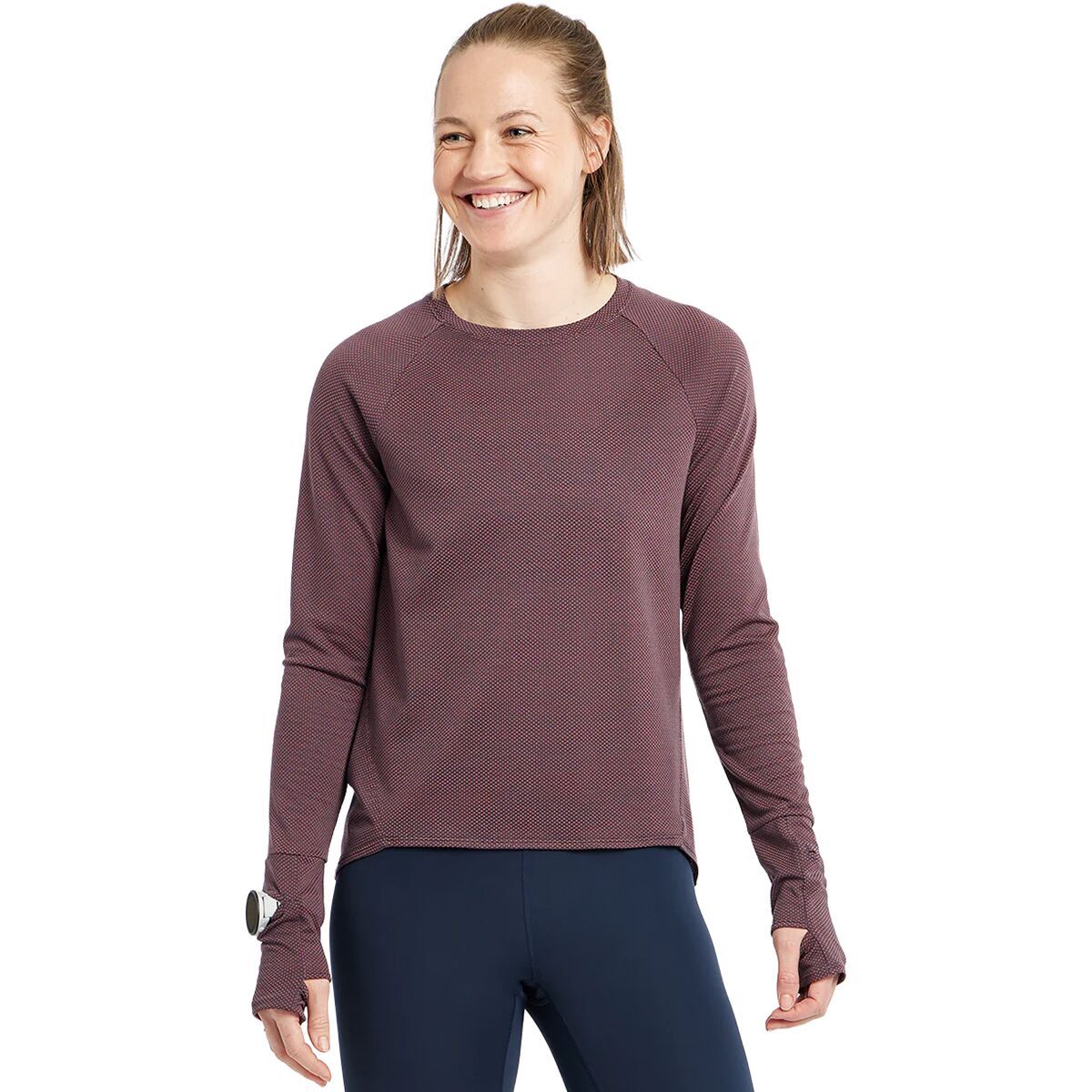 Oiselle Size S Women's Blue-Multi Stripe Zip Mock Neck Activewear Top main image 1