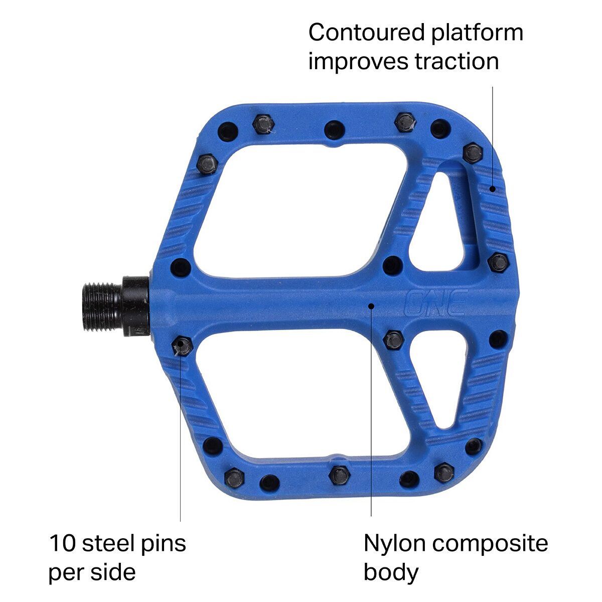 Pedali Compositi OneUp Components, Piattaforma Larga 11,5x10,5 Cm, Con 10 Perni Rimovibili Per Lato, Asse In Cromo