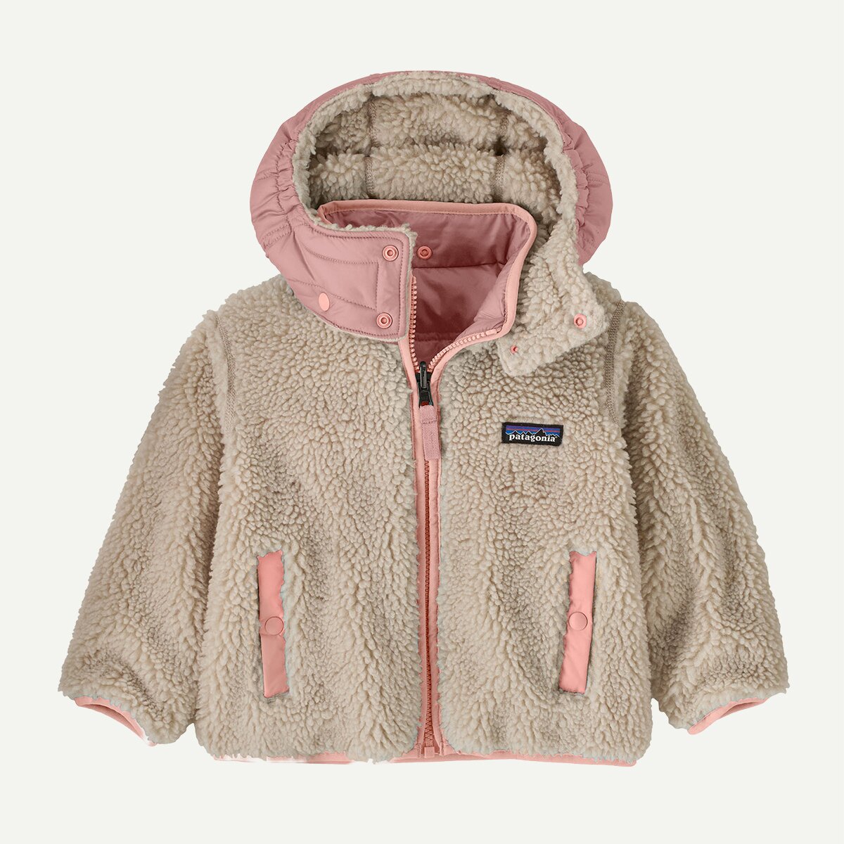Детская куртка Patagonia Reversible Tribbles Hooded Jacket - Infants', цвет: Ягодный инжирный — фото 2