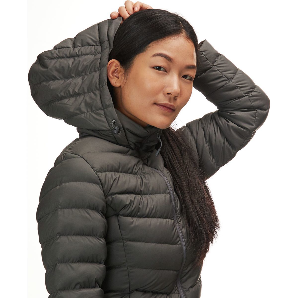 silent long down parka women's