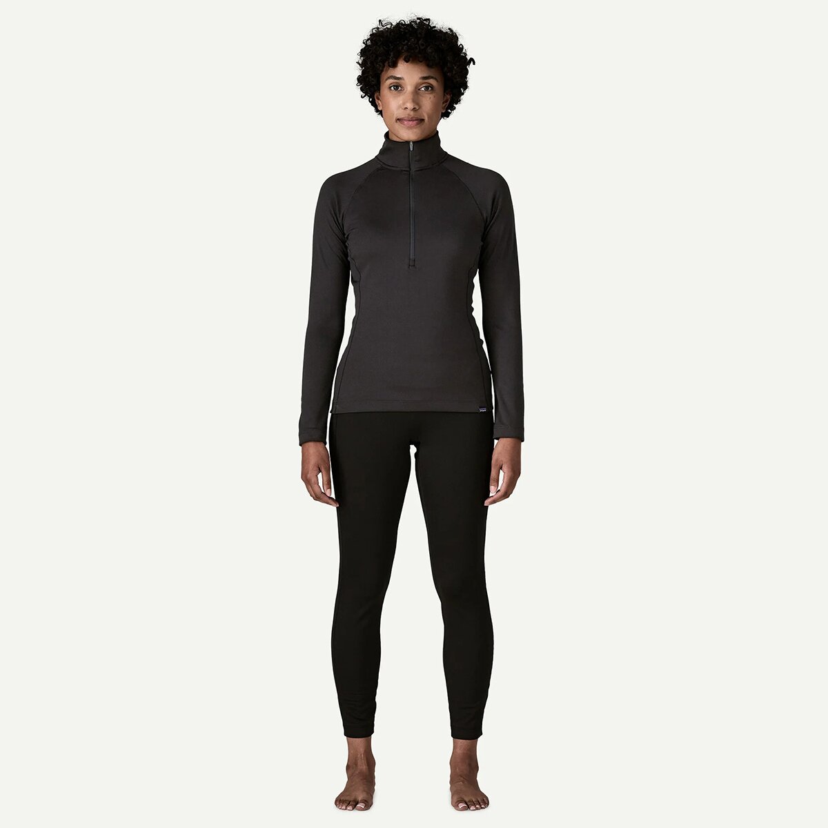Женский топ Patagonia Capilene Midweight Zip-Neck Top, цвет: Чёрный — фото 3
