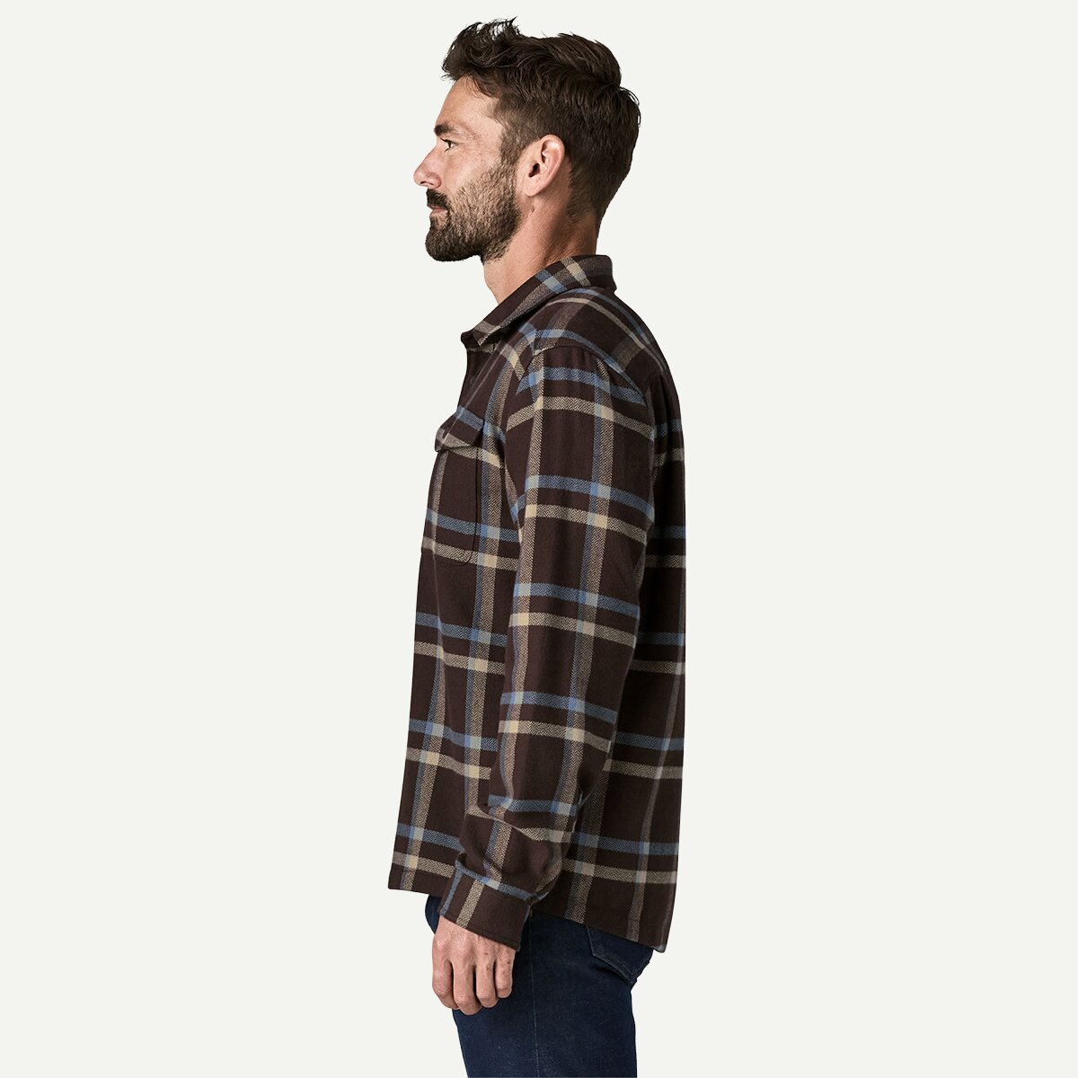 Мужская рубашка Patagonia Fjord Flannel, цвет: Crossing / Коричневый — фото 3