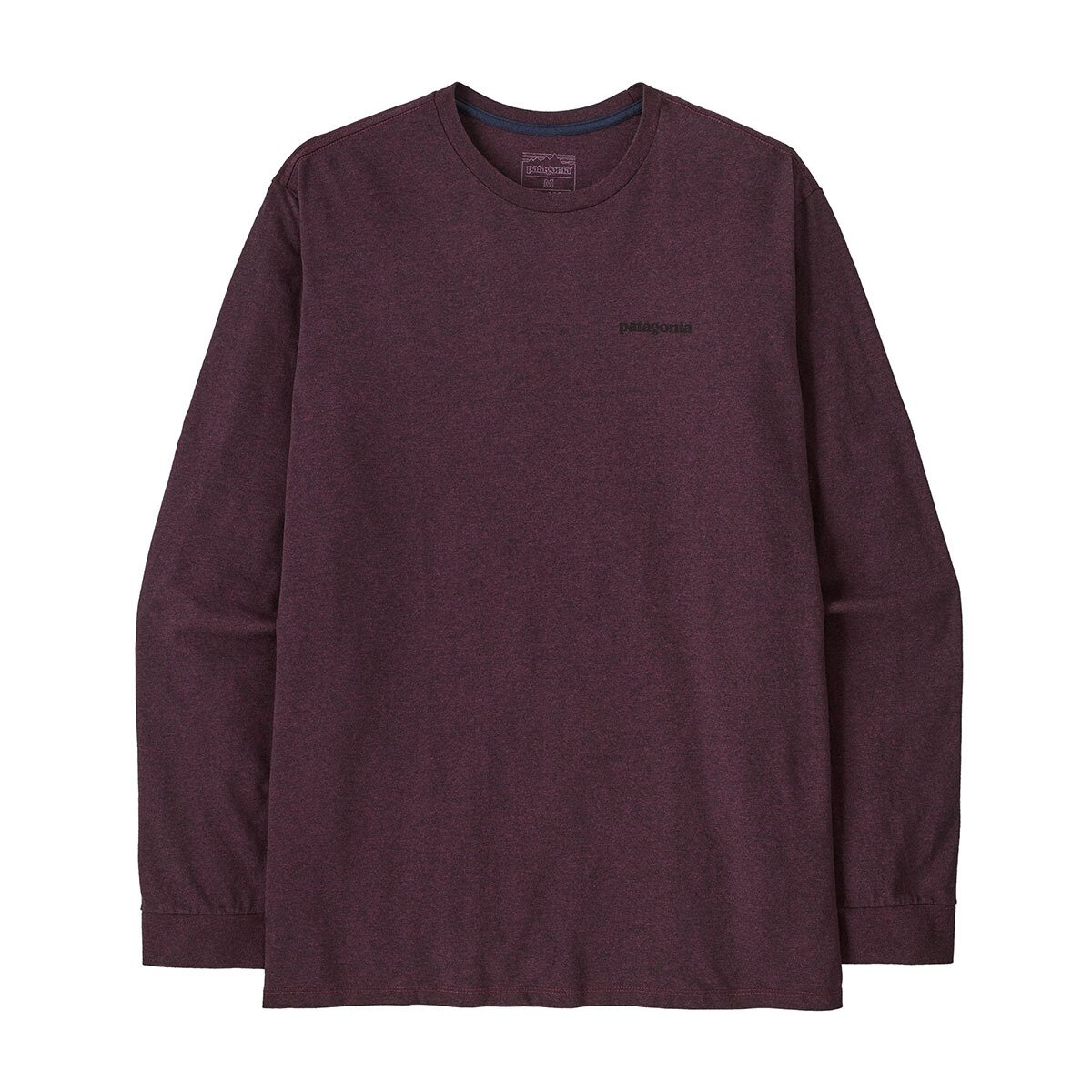 Мужская футболка Patagonia P-6 Logo Long-Sleeve Responsibili-T-Shirt, цвет: Ягодный инжирный — фото 2