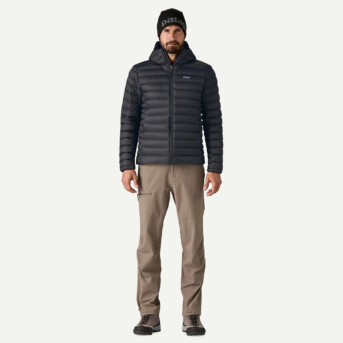 Мужская куртка Patagonia Down Sweater Hooded, цвет: Чёрный — фото 6