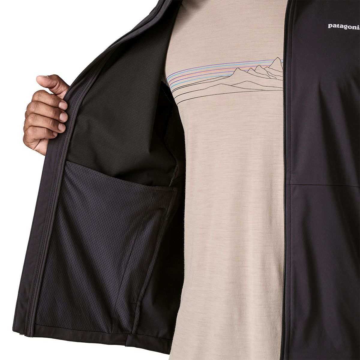Мужская куртка Patagonia Wind Shield, цвет: Чёрный — фото 5