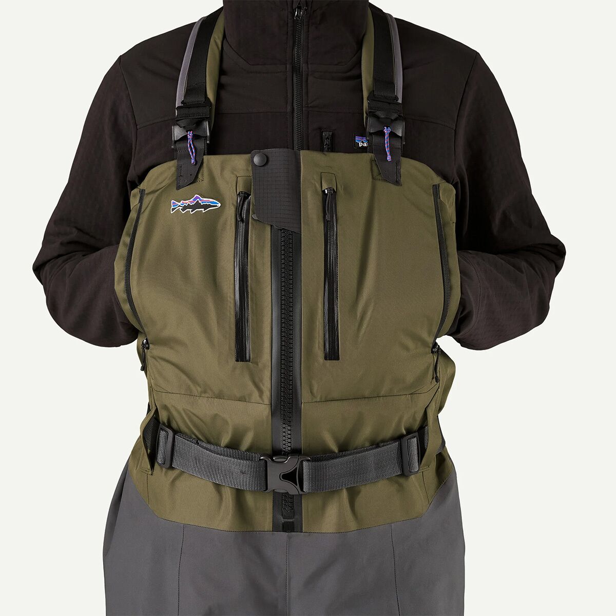 Мужские комбинезоны Patagonia Swiftcurrent Expedition Zip-Front Waders, цвет: Зелёный — фото 2