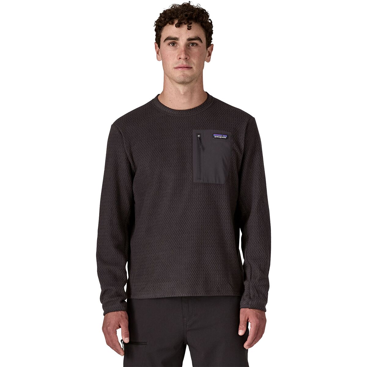 Мужской свитер Patagonia R1 Air Crew Pullover, цвет: Чёрный