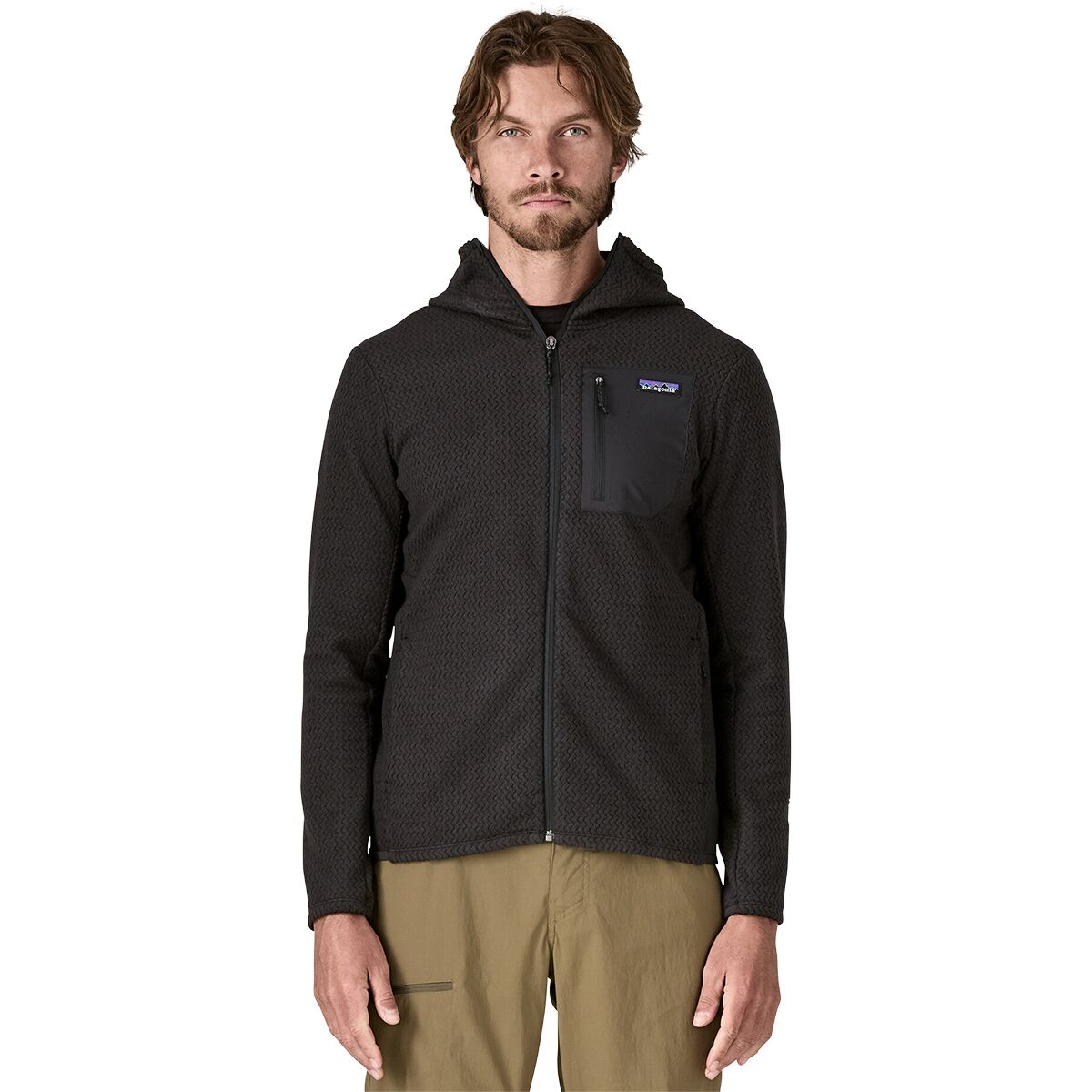 Мужская куртка Patagonia R1 Air Full-Zip Hooded, цвет: Чёрный