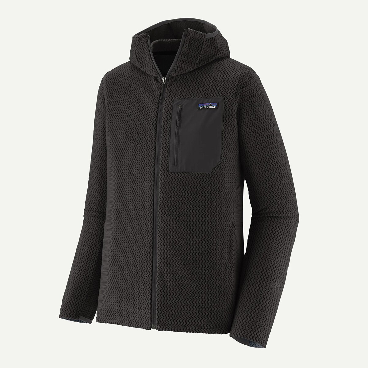 Мужская куртка Patagonia R1 Air Full-Zip Hooded, цвет: Чёрный — фото 5