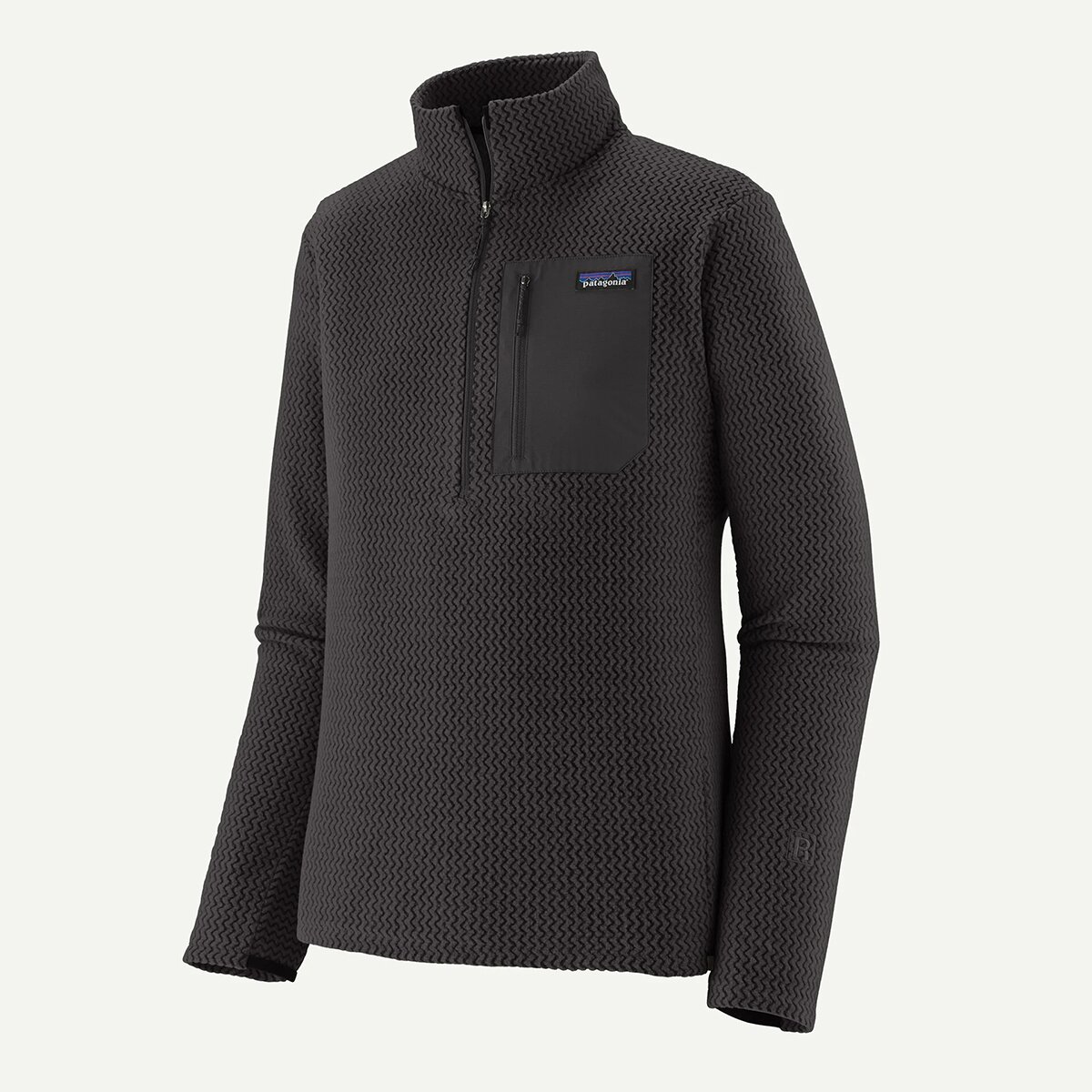 Мужской свитер Patagonia R1 Air Zip-Neck Fleece Pullover, цвет: Чёрный — фото 2