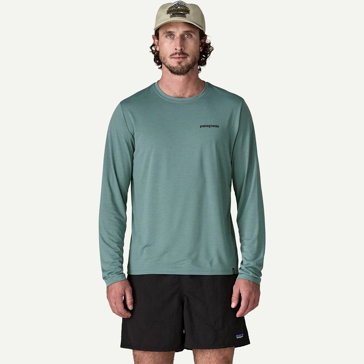 Мужская рубашка Patagonia Capilene Cool Daily Fitz Roy Long-Sleeve Shirt, цвет: Синий шалфейный — фото 5