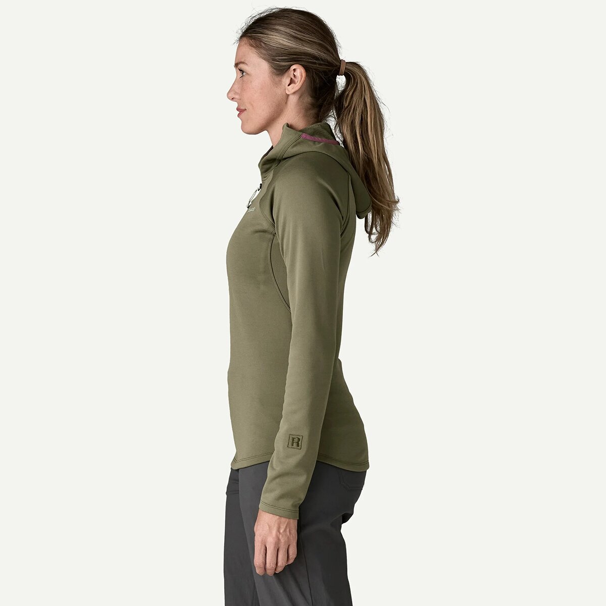 Женское худи Patagonia R1 Ultralight, цвет: Зелёный — фото 4
