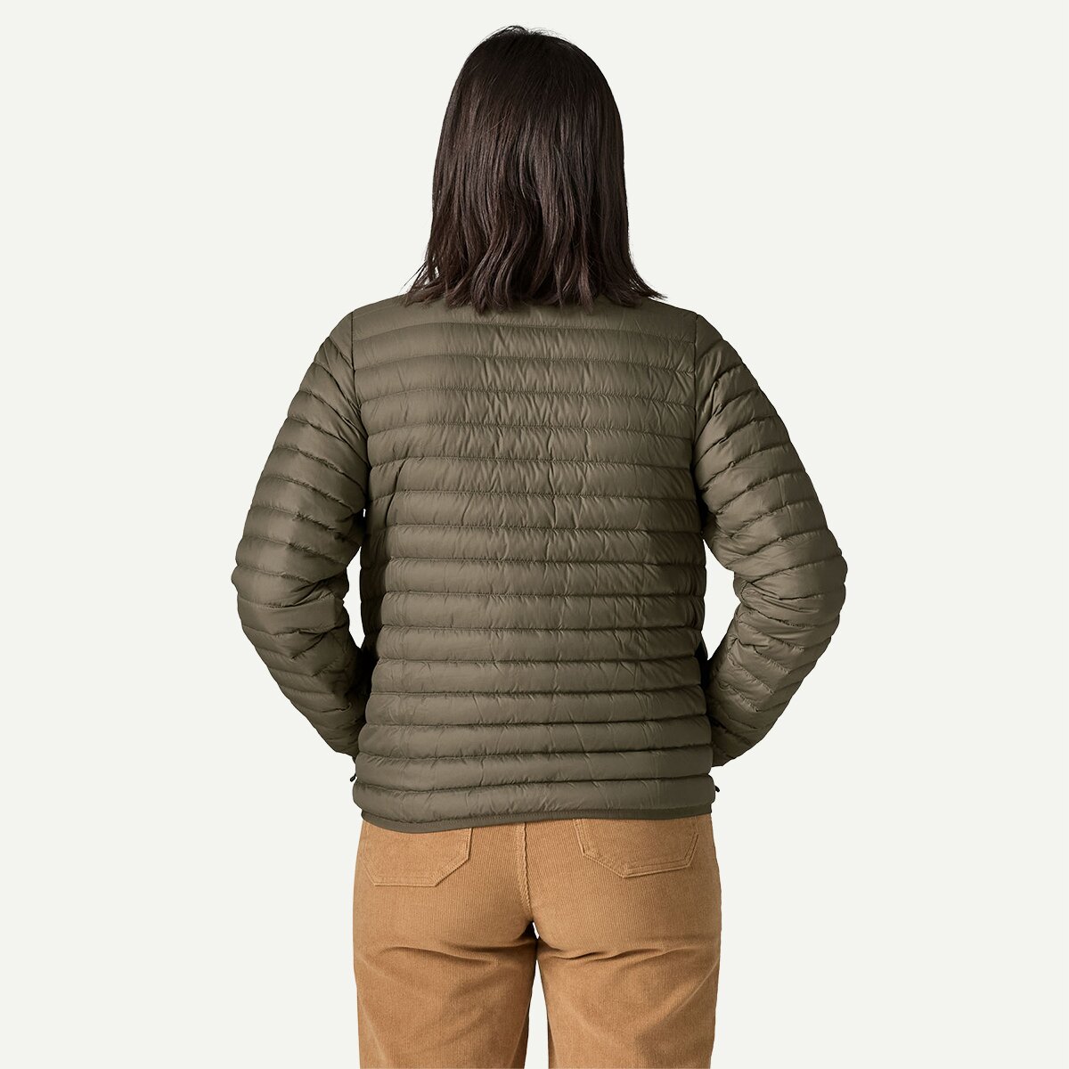 Женский кардиган Patagonia Lightweight Reversible Down Sweater Cardigan, цвет: Зелёный — фото 6