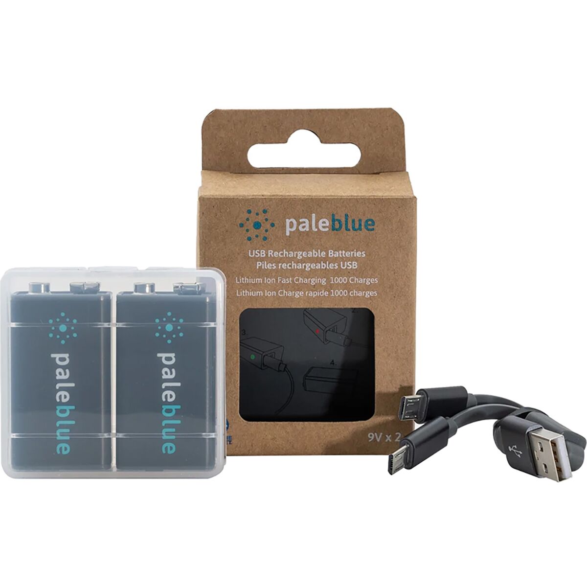 Pale Blue Earth Lithium Ion Rechargeable 9V Batteries Hike & Camp