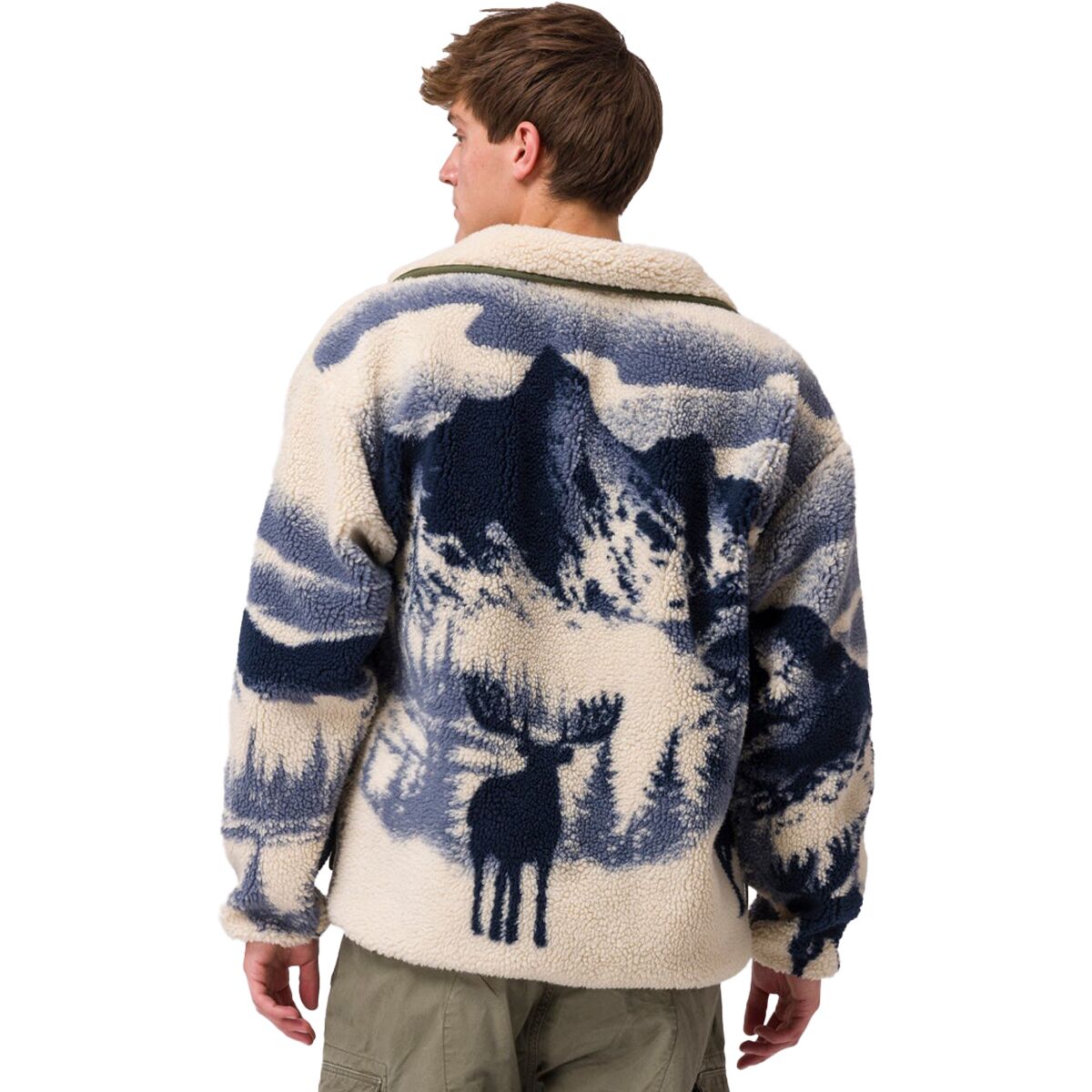 Толстовки Parks Project Acadia Moose Full-Zip High Pile Fleece, цвет: Натуральный / Тёмно-синий — фото 2