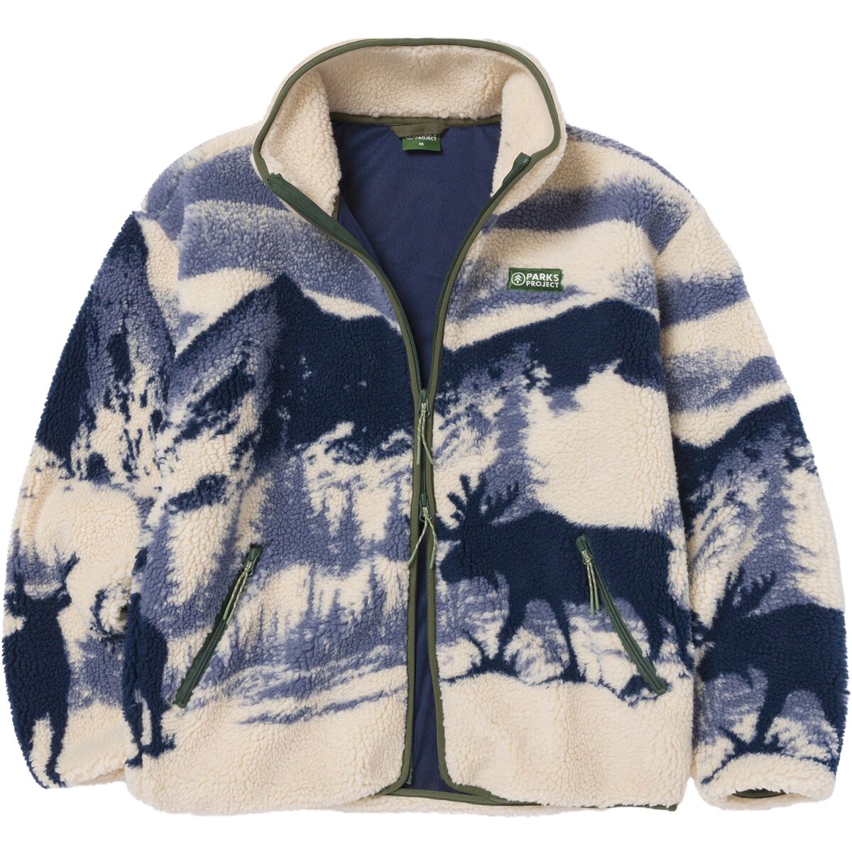Толстовки Parks Project Acadia Moose Full-Zip High Pile Fleece, цвет: Натуральный / Тёмно-синий — фото 3