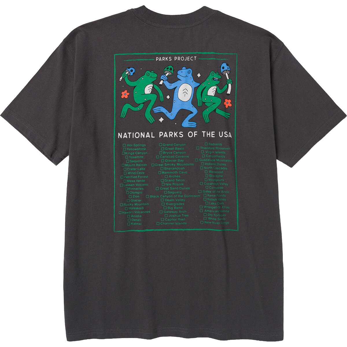 Футболка Parks Project Great Outdoors Dancin' Frogs Checklist, цвет: Винтажный чёрный — фото 1
