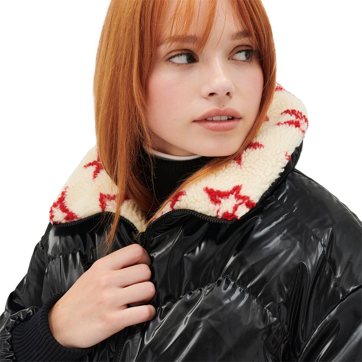 Perfect Moment Reversible Metallic Shearling Jacket -...