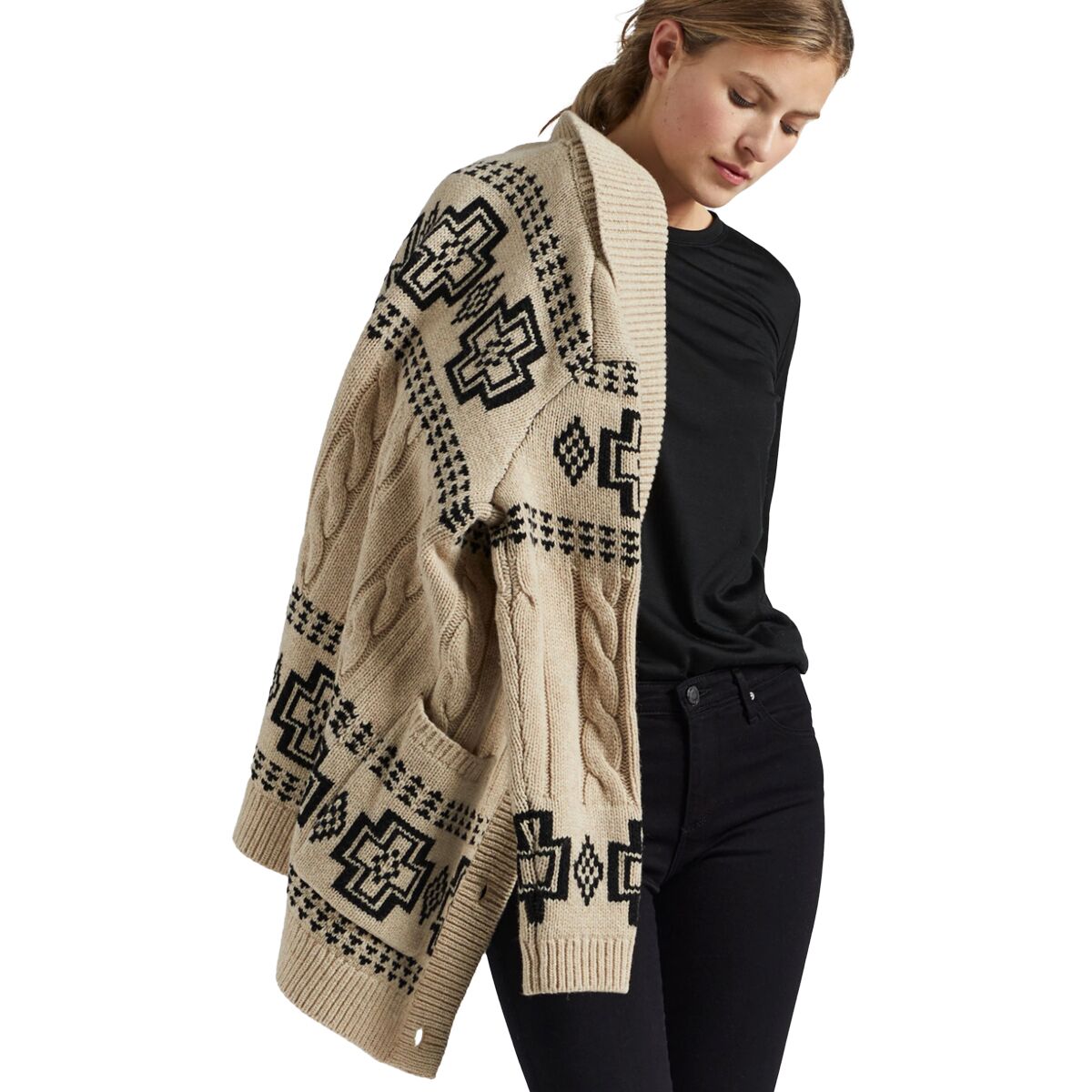 Pendleton Lambswool Cable Cardigan - Women's - Clothing