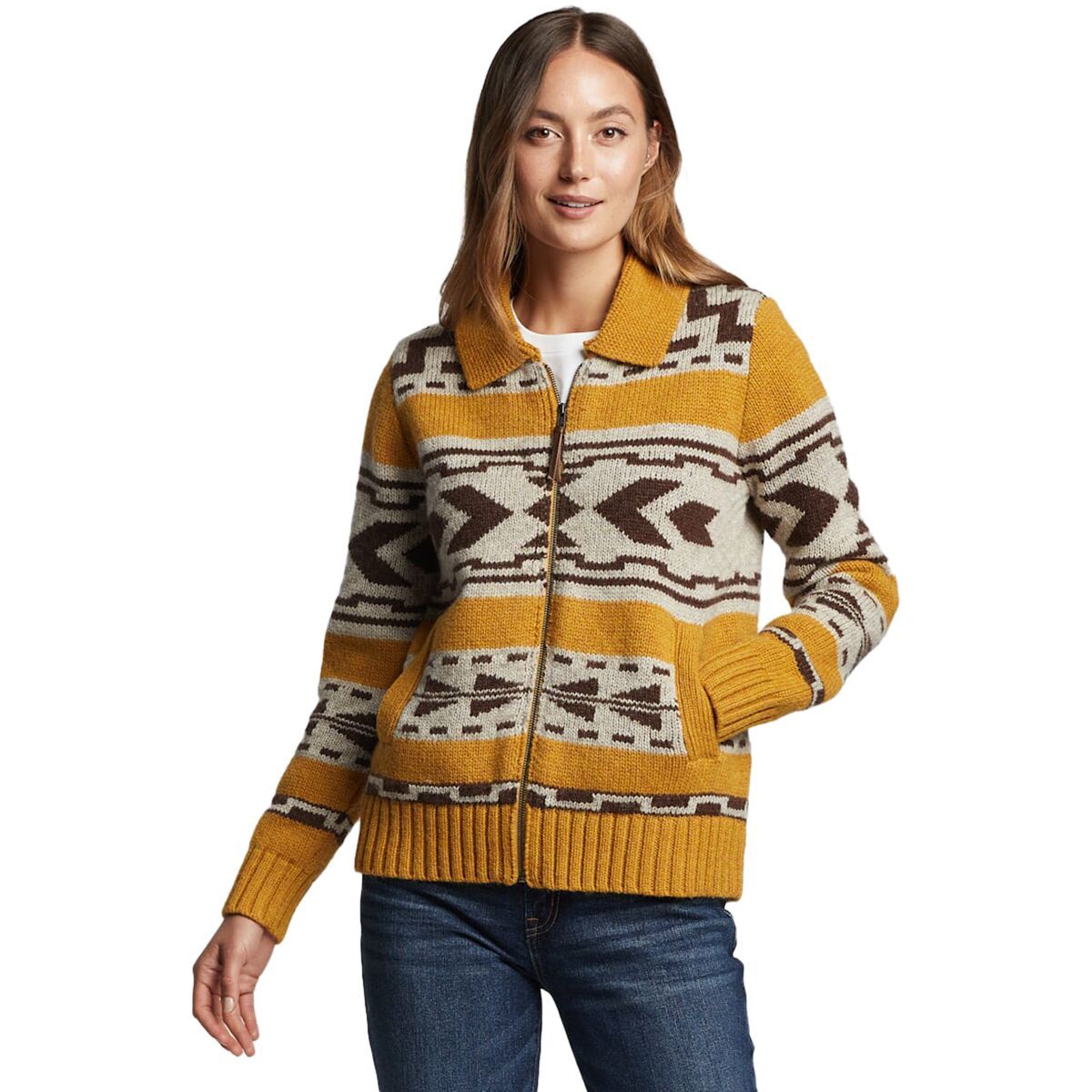 Pendleton Graphic Shetland Zip Sweater Women's Clothing