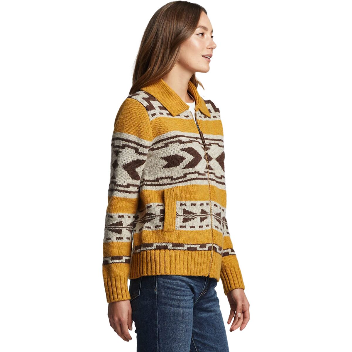 Pendleton Graphic Shetland Zip Sweater Women's Clothing