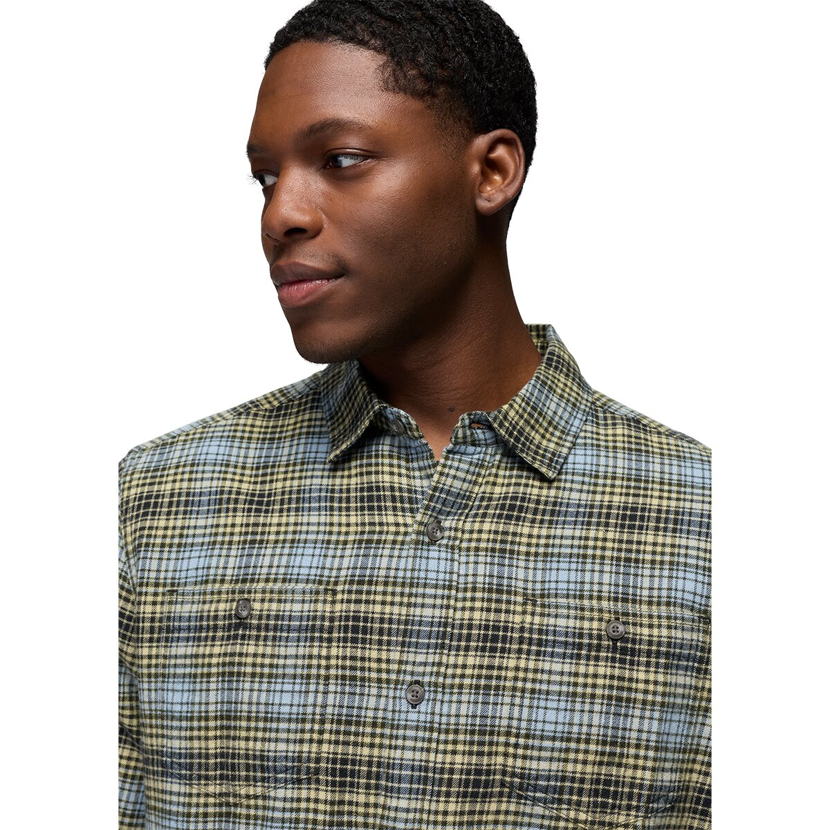 Мужская рубашка prAna Dolberg Flannel, цвет: Чёрный — фото 2