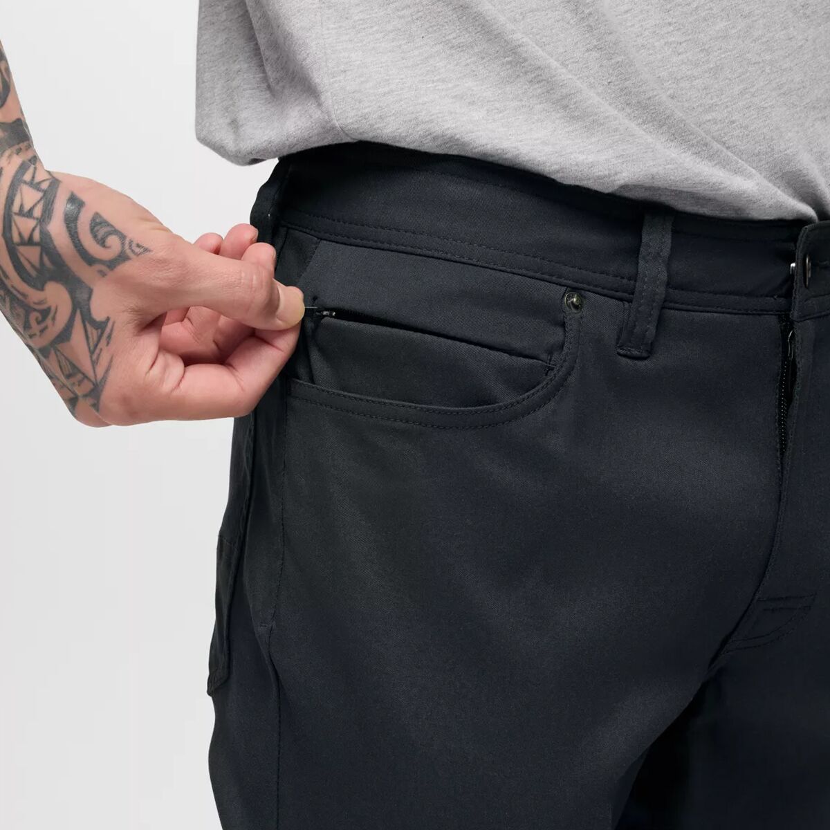 Мужские брюки prAna Stretch Zion 5-Pocket Slim Pant, цвет: Чёрный — фото 5