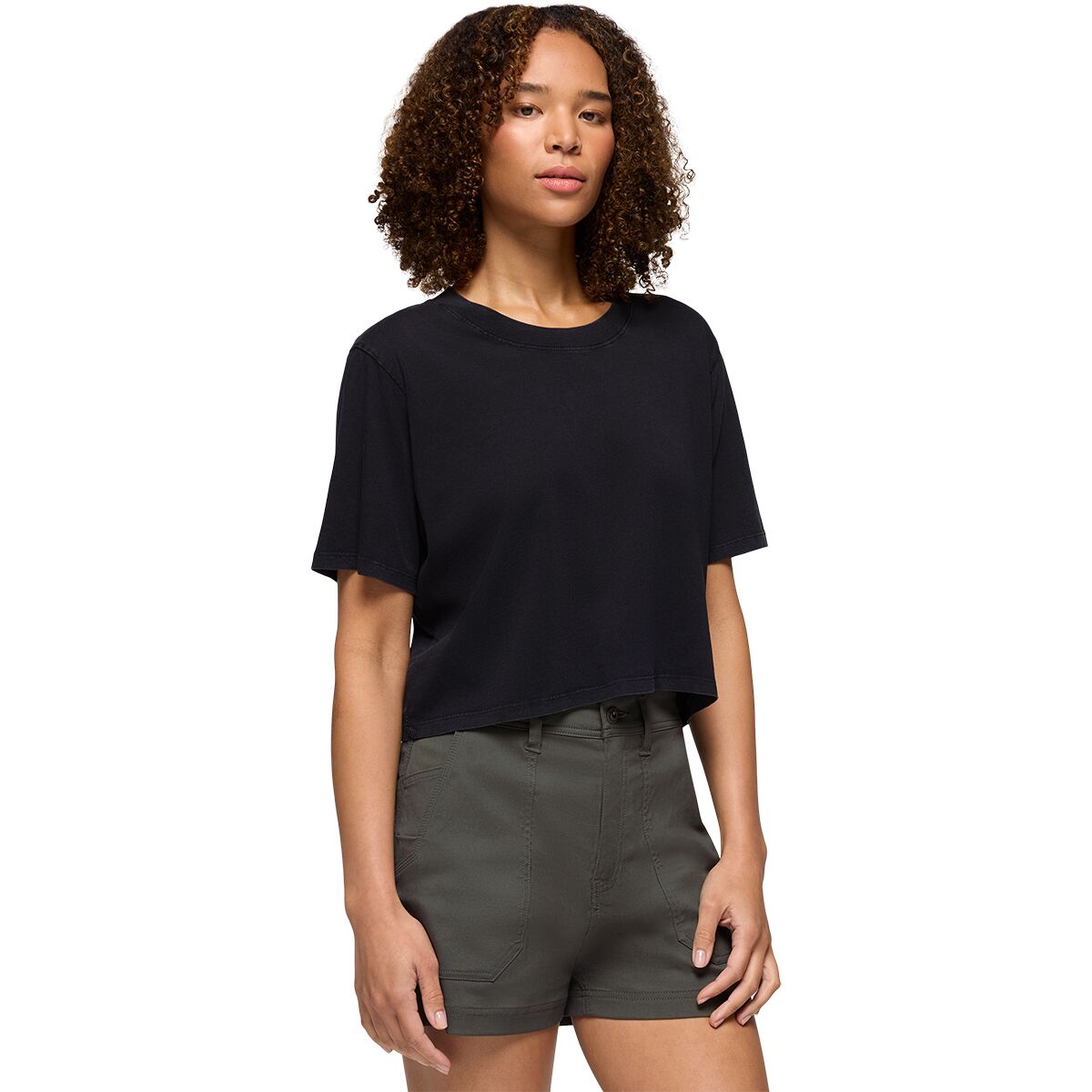 Женская футболка prAna Everyday Crop T-Shirt, цвет: Чёрный