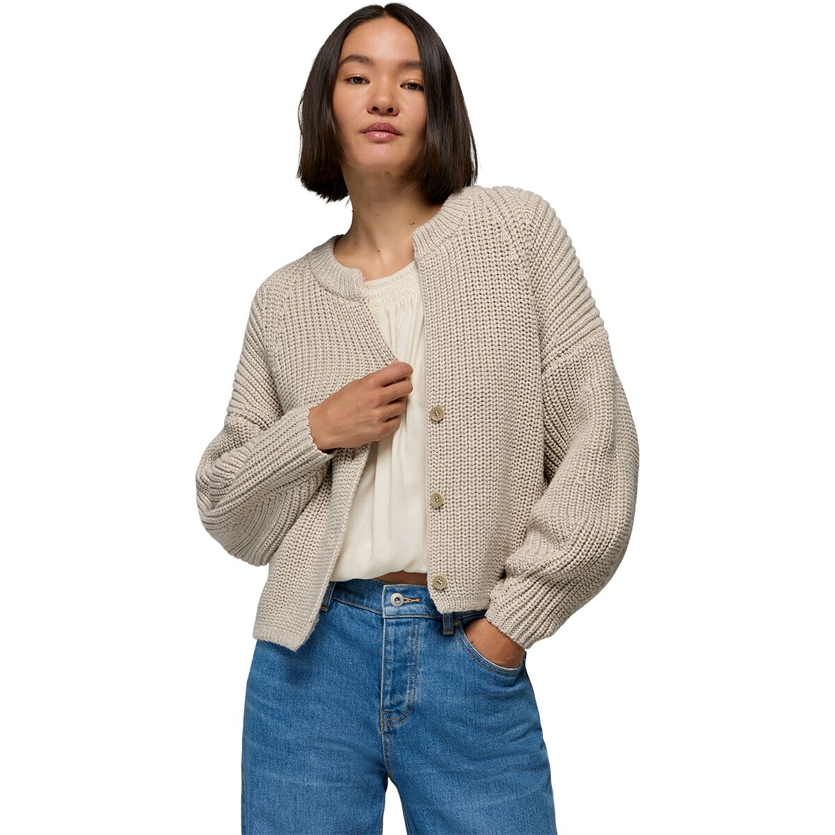 Женский кардиган prAna Sunday River Short, цвет: Миндальный