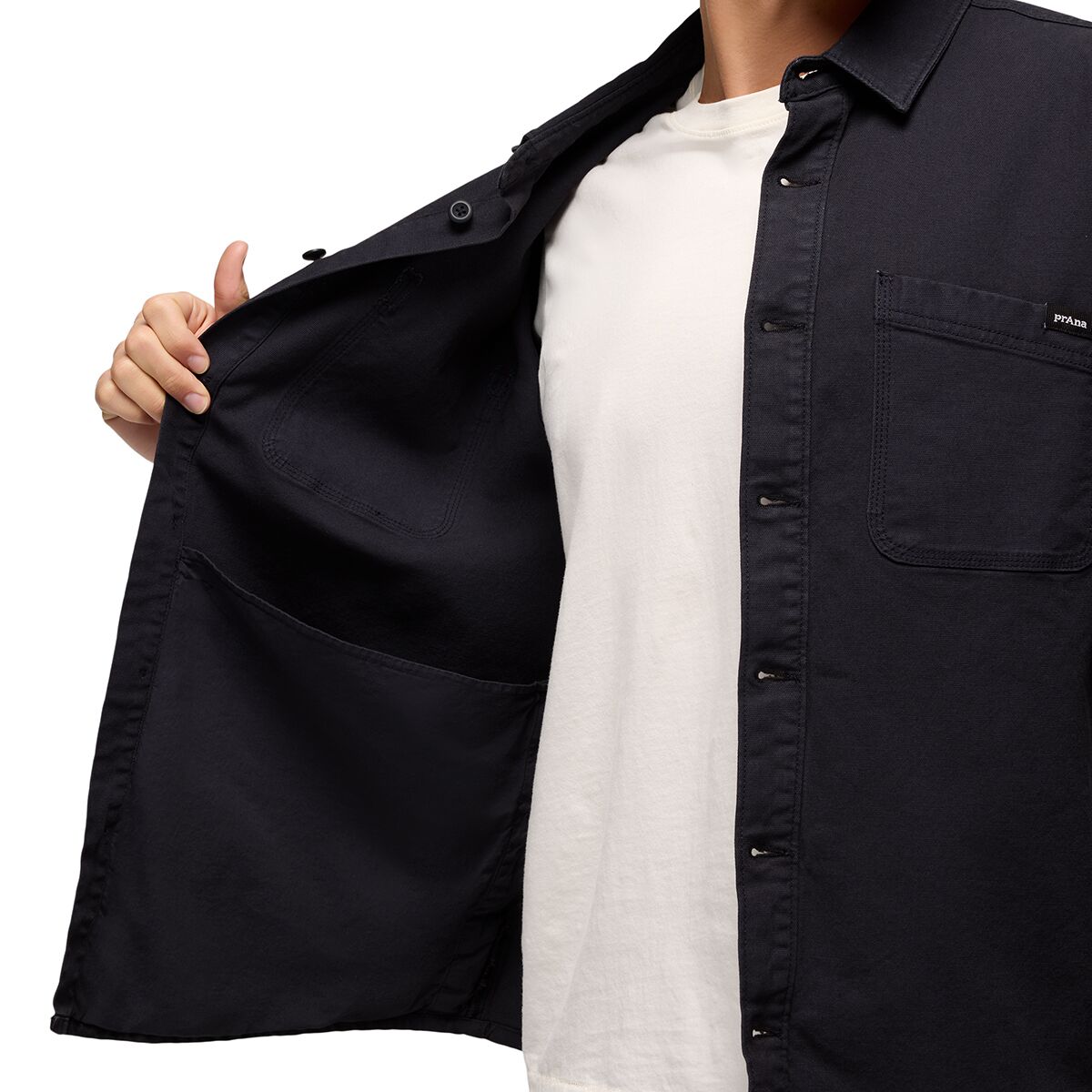 Мужская рубашка prAna Rock Ridge Overshirt, цвет: Чёрный — фото 2