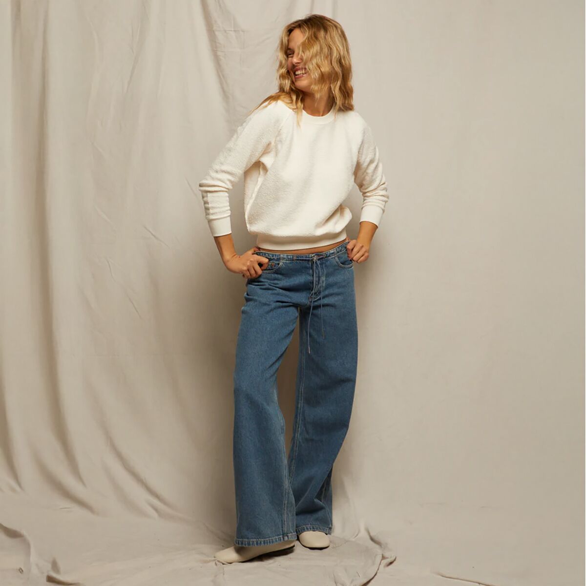perfectwhitetee Reverse Fleece Shrunken Crew Sweater -...
