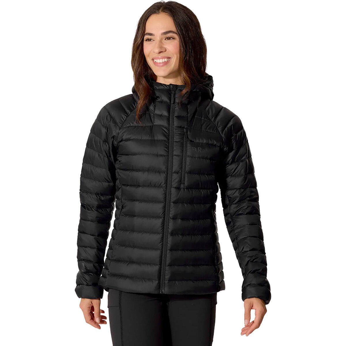 Женская куртка Rab Microlight Alpine Down Hooded, цвет: Чёрный