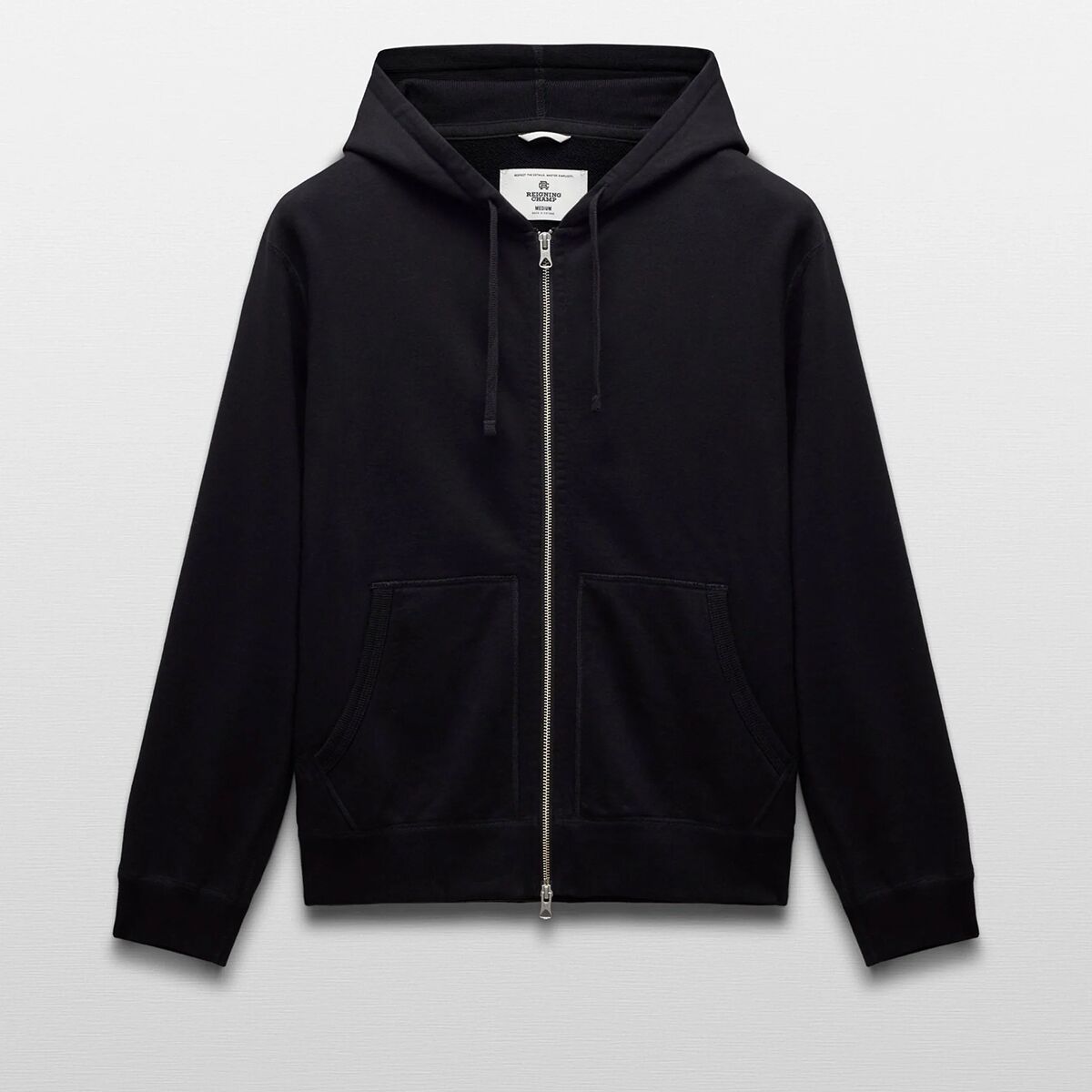 Мужское худи Reigning Champ Midweight Terry Classic Zip, цвет: Чёрный — фото 3