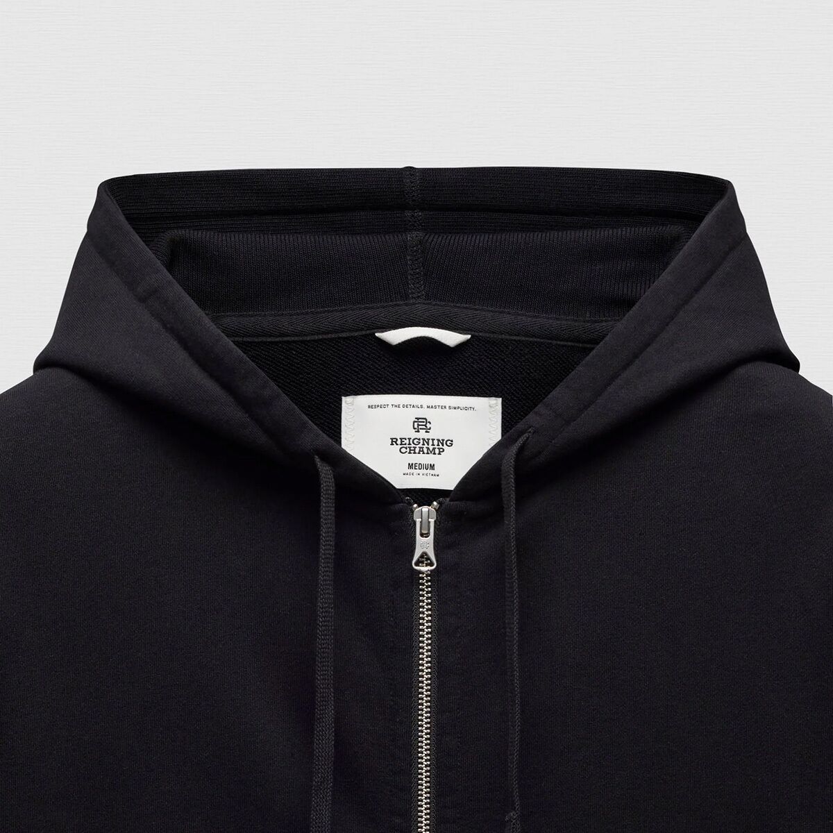 Мужское худи Reigning Champ Midweight Terry Classic Zip, цвет: Чёрный — фото 8