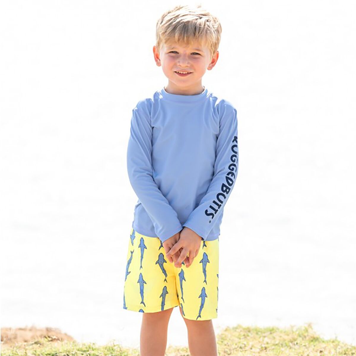 Ruffle Butts Logo LongSleeve Rash Guard Toddler Boys' Kids