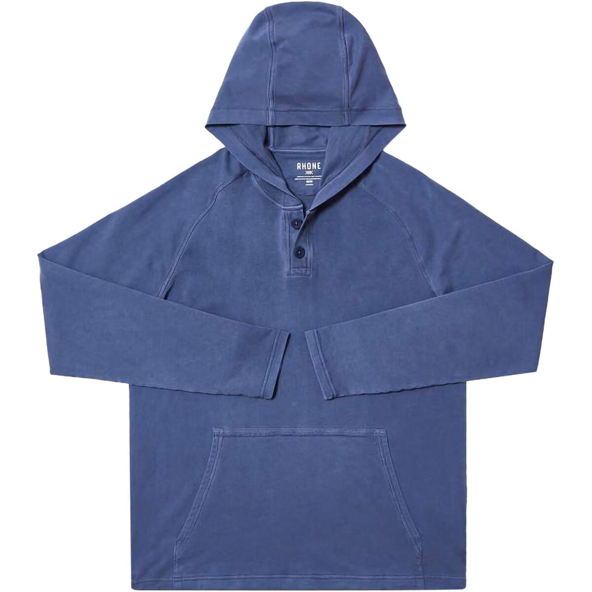 Felpa Con Cappuccio Rhone Uomo Taglia S Blu – Modello Henley Con Bottoni, Nuova Con Etichette