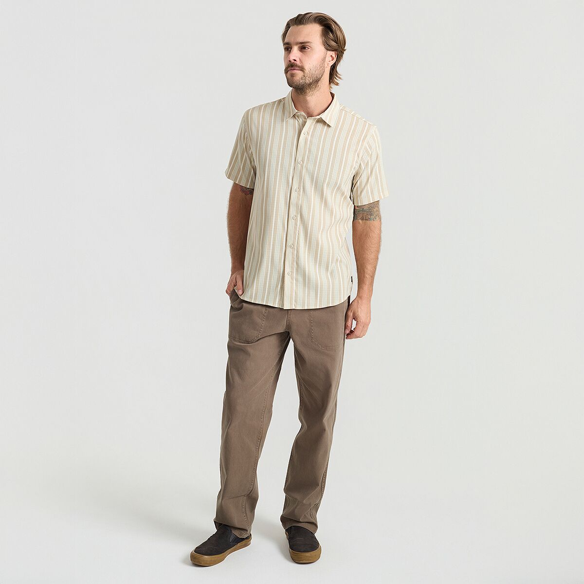 Мужская рубашка Roark Bless Up Short-Sleeve Shirt, цвет: Бежевый — фото 2