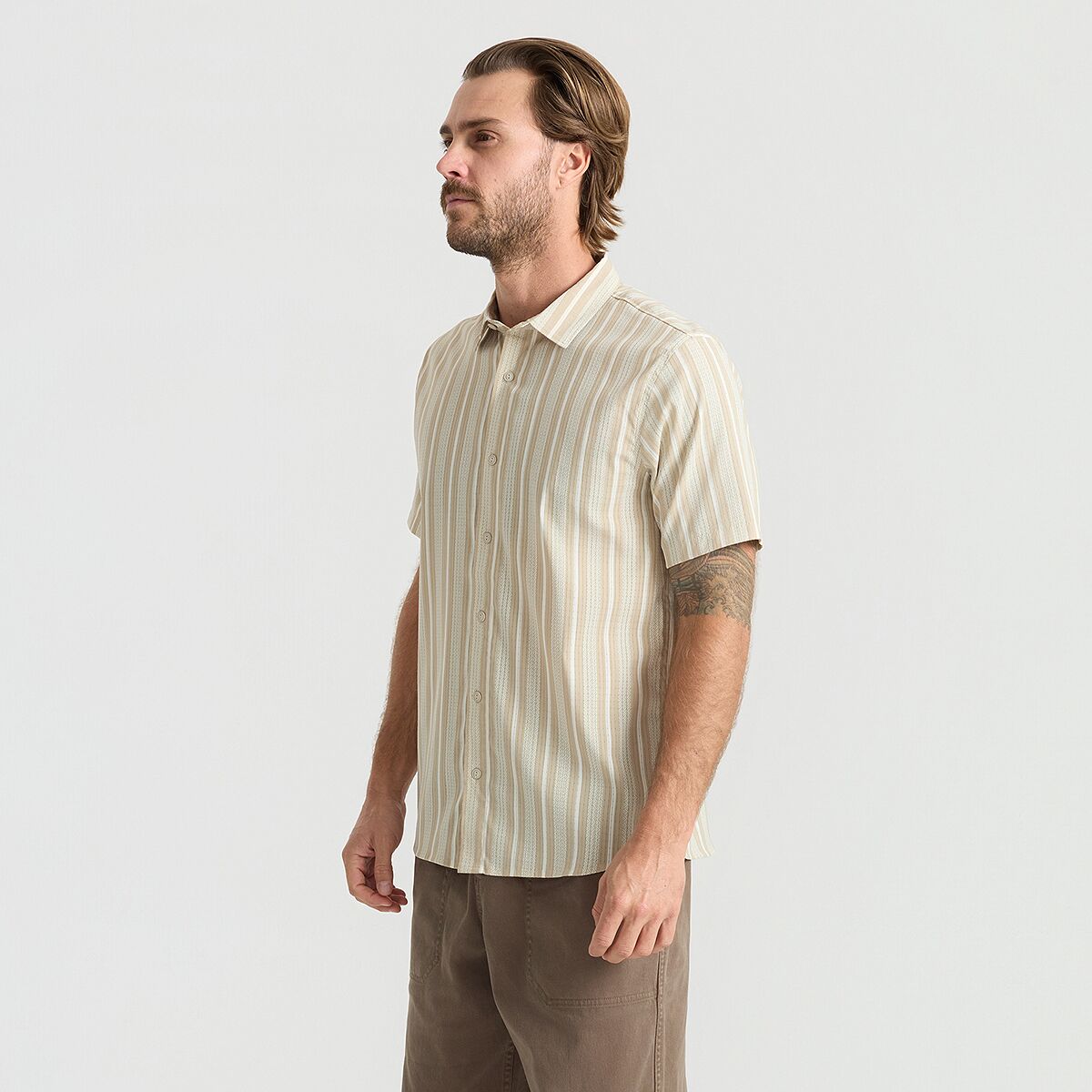 Мужская рубашка Roark Bless Up Short-Sleeve Shirt, цвет: Бежевый — фото 3