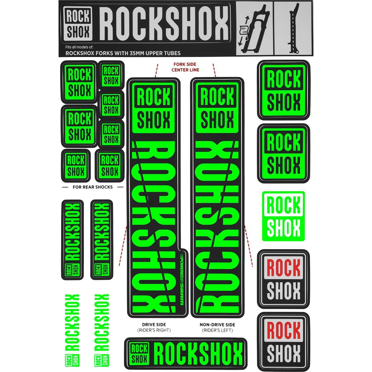 RockShox 35 Gold Replacement Decal Kits | MY20 - Ride Decals