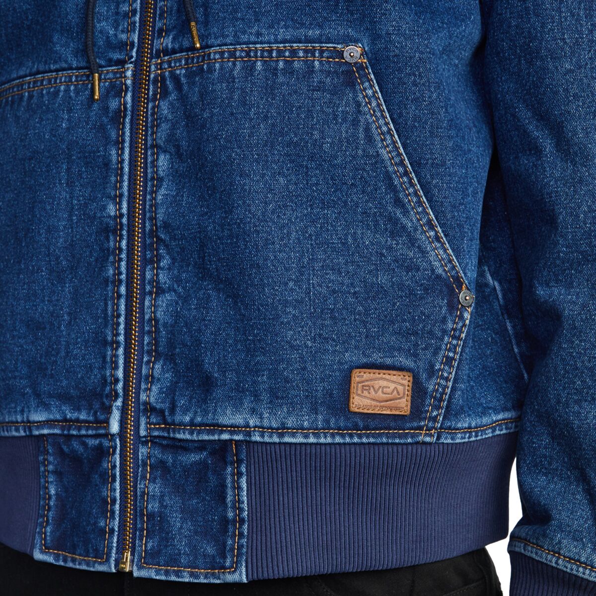 RVCA Chainmail Denim Hooded Jacket Men's Clothing