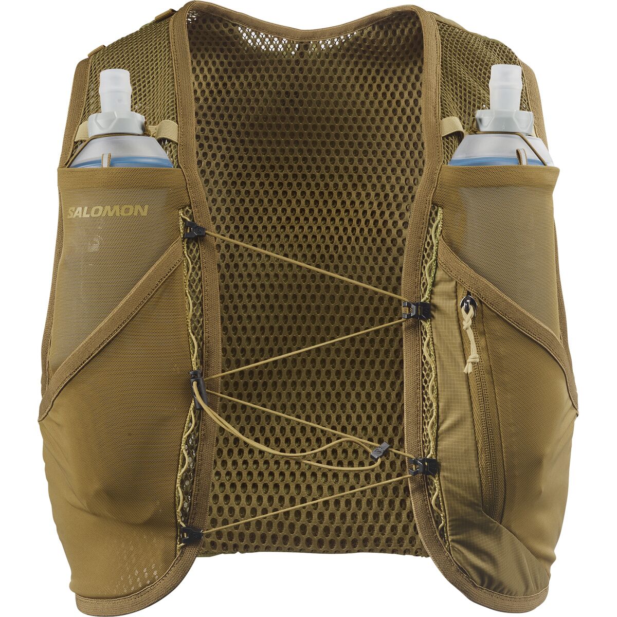 Жилет Salomon Active Skin 4L Running Hydration Vest + Flasks, цвет: Яркий оливковый — фото 3