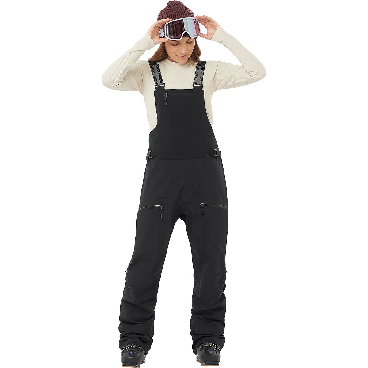 Женские брюки Salomon Absolute Bib, цвет: Глубокий чёрный — фото 1