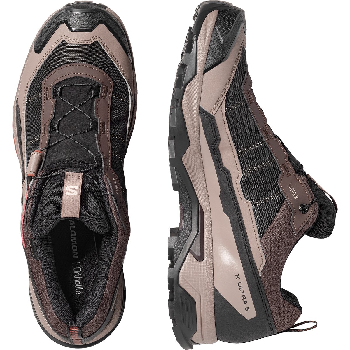 Мужские кроссовки Salomon X Ultra 5 GTX Hiking, цвет: Чёрный кофейный / Орех — фото 2