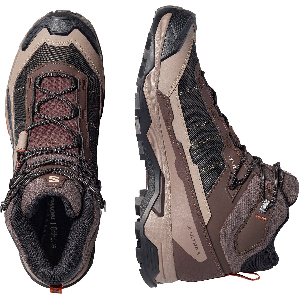 Мужские ботинки Salomon X Ultra 5 Mid GTX Hiking Boot, цвет: Чёрный кофейный / Орех — фото 2