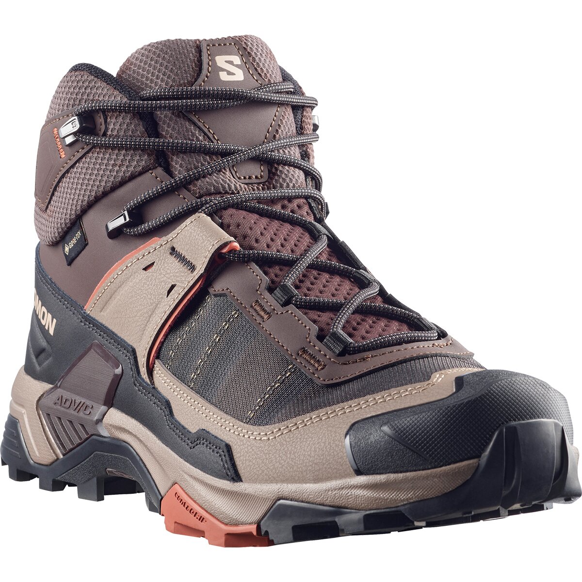 Мужские ботинки Salomon X Ultra 5 Mid GTX Hiking Boot, цвет: Чёрный кофейный / Орех — фото 5