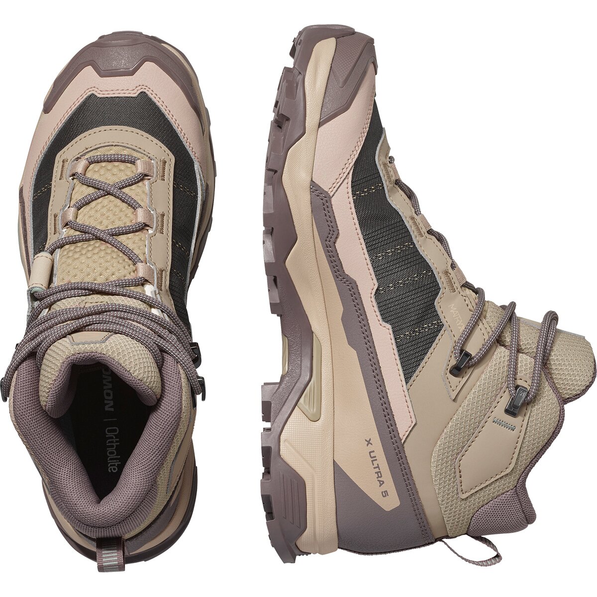 Женские ботинки Salomon X Ultra 5 Mid GTX Hiking Boot, цвет: Железный / Пустынный рыжевато-коричневый — фото 2