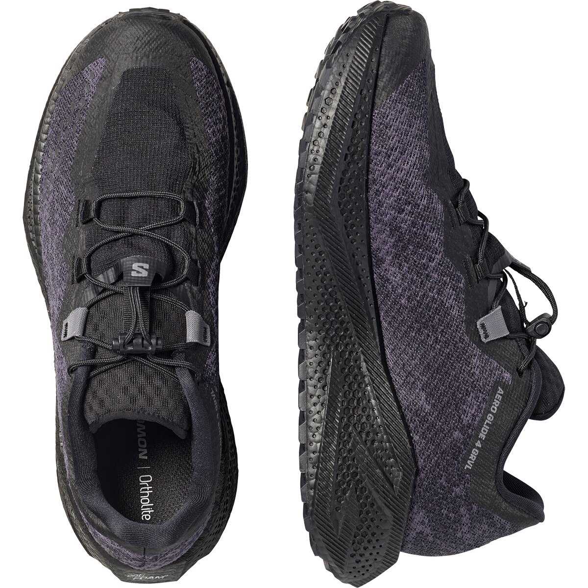 Мужские кроссовки Salomon Aero Glide 4 Grvl Running, цвет: Чёрный / Асфальтовый — фото 2