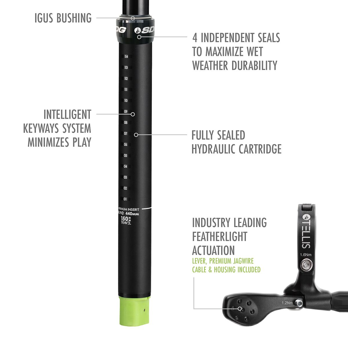SDG Components Tellis Dropper Seatpost