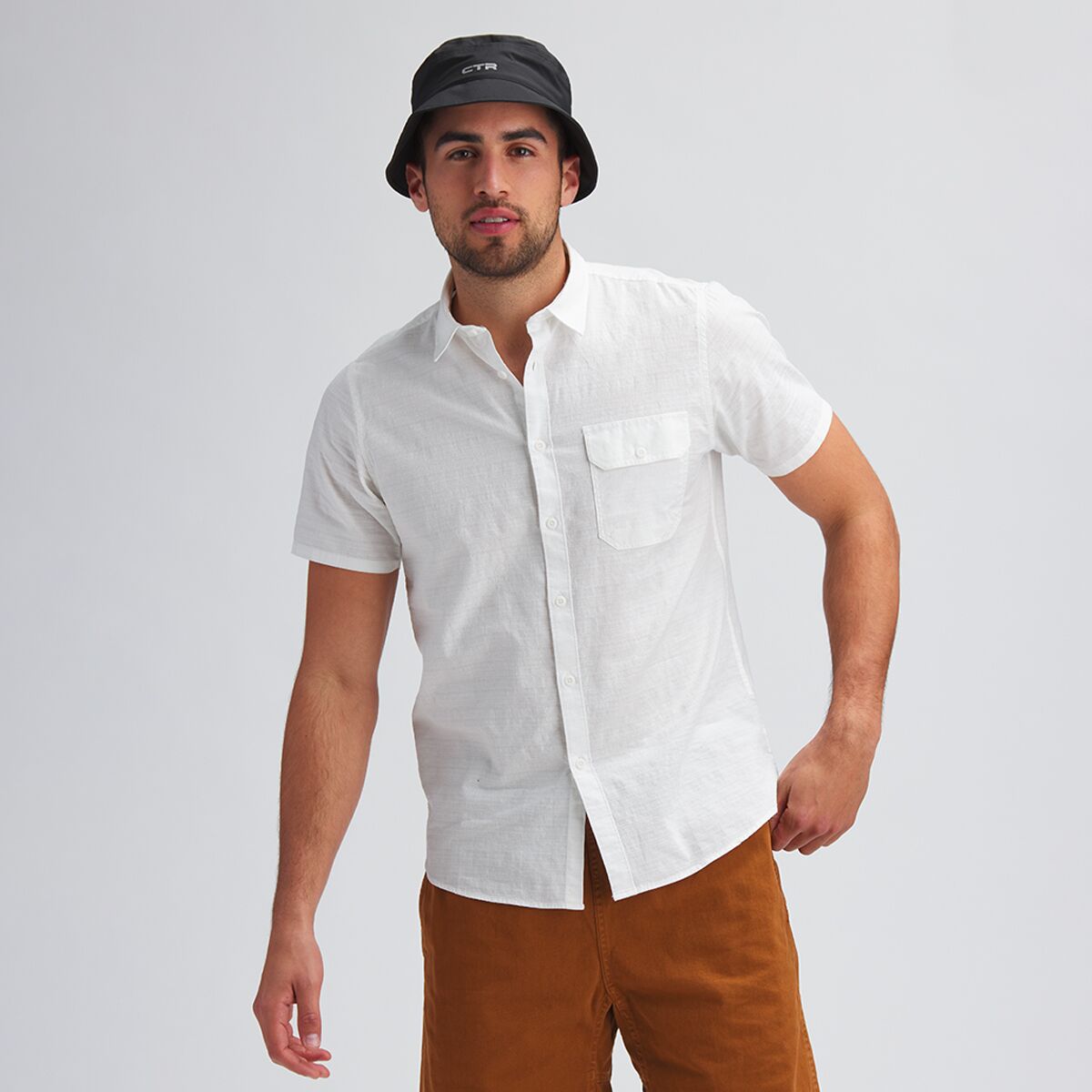 Stoic Solid Texture Short-Sleeve Button-Down Men's Shirt
